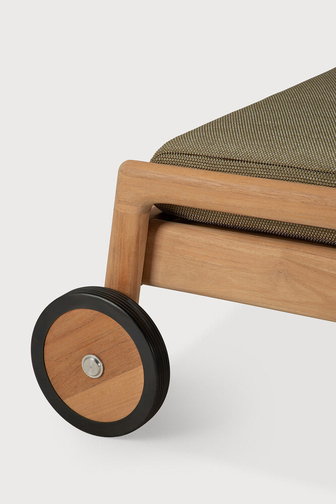 Jack Outdoor Adjustable Lounger | Teak | Green Fabric