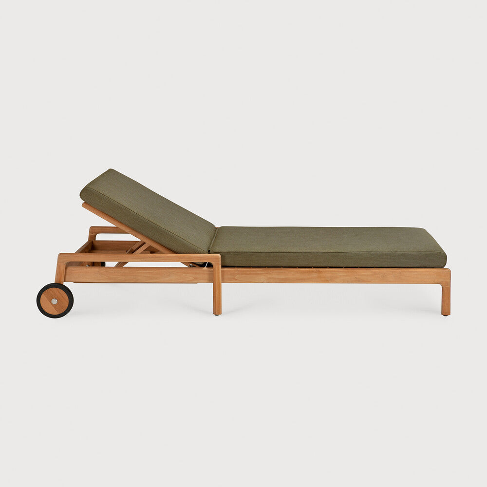 Jack Outdoor Adjustable Lounger | Teak | Green Fabric