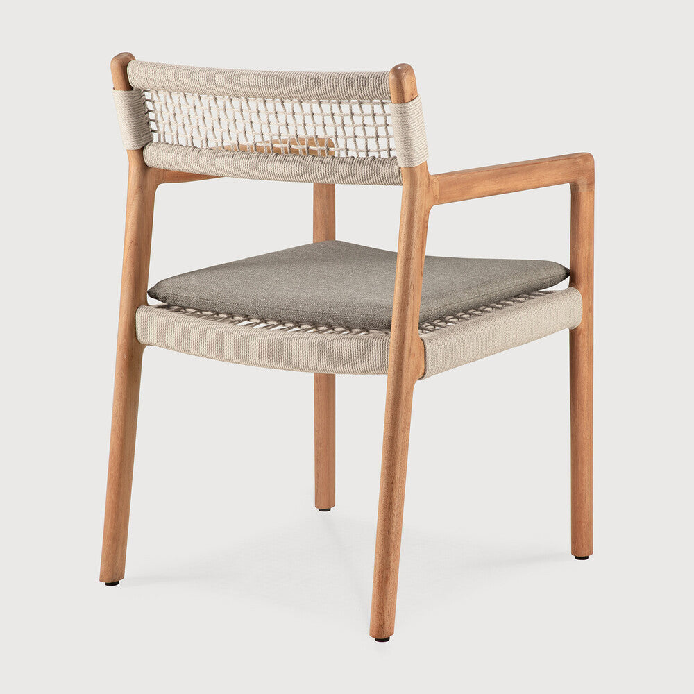 Jack Woven Outdoor Dining Chair | Teak | Beige Cord | Silt Fabric | With Arms