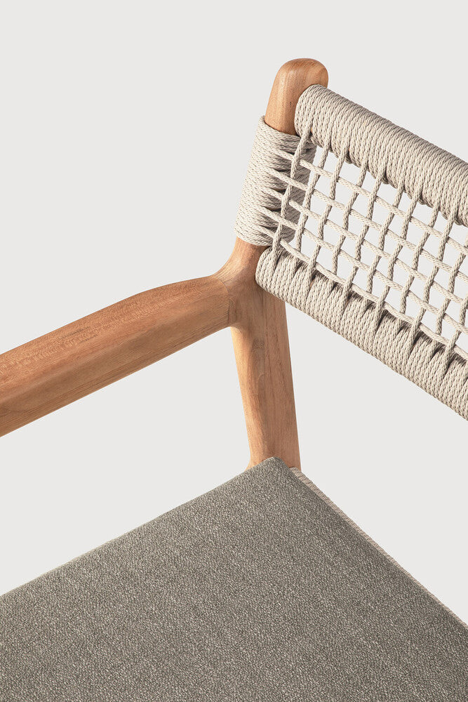 Jack Woven Outdoor Dining Chair | Teak | Beige Cord | Silt Fabric | With Arms