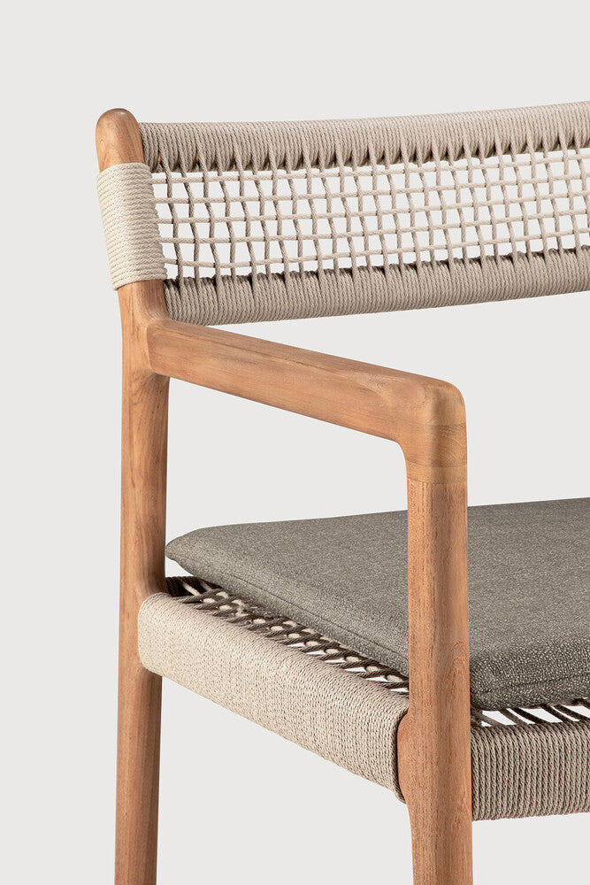 Jack Woven Outdoor Dining Chair | Teak | Beige Cord | Silt Fabric | With Arms