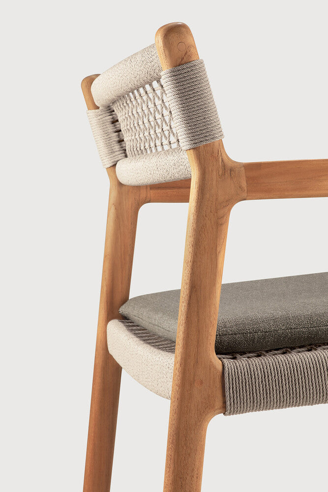 Jack Woven Outdoor Dining Chair | Teak | Beige Cord | Silt Fabric | With Arms