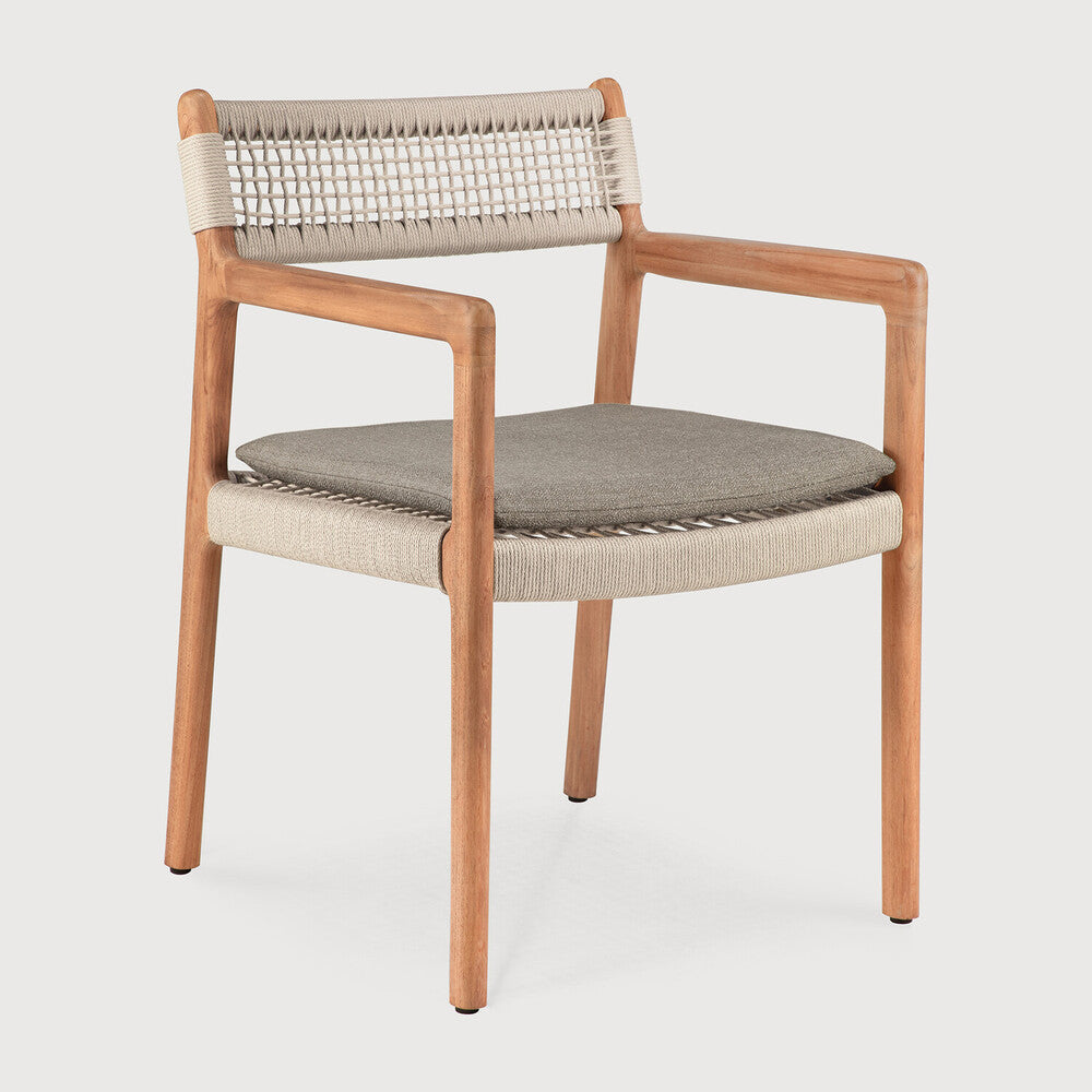 Jack Woven Outdoor Dining Chair | Teak | Beige Cord | Silt Fabric | With Arms