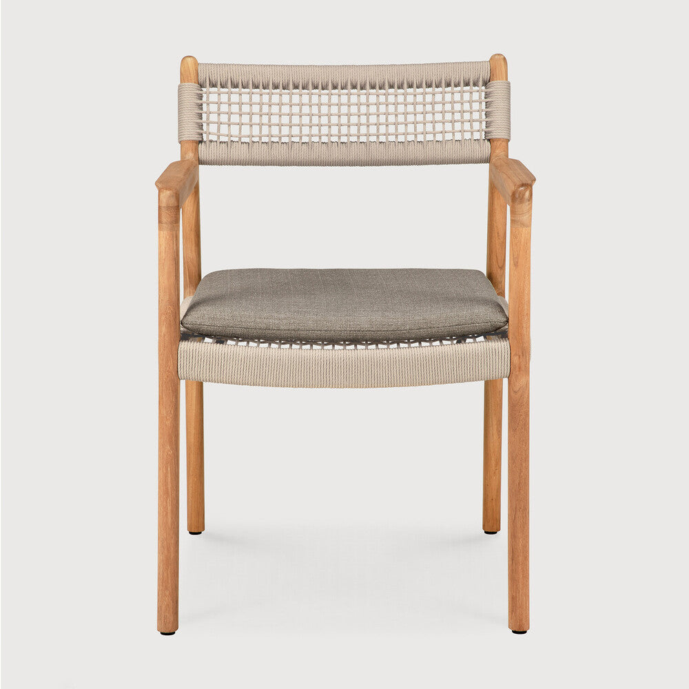 Jack Woven Outdoor Dining Chair | Teak | Beige Cord | Silt Fabric | With Arms