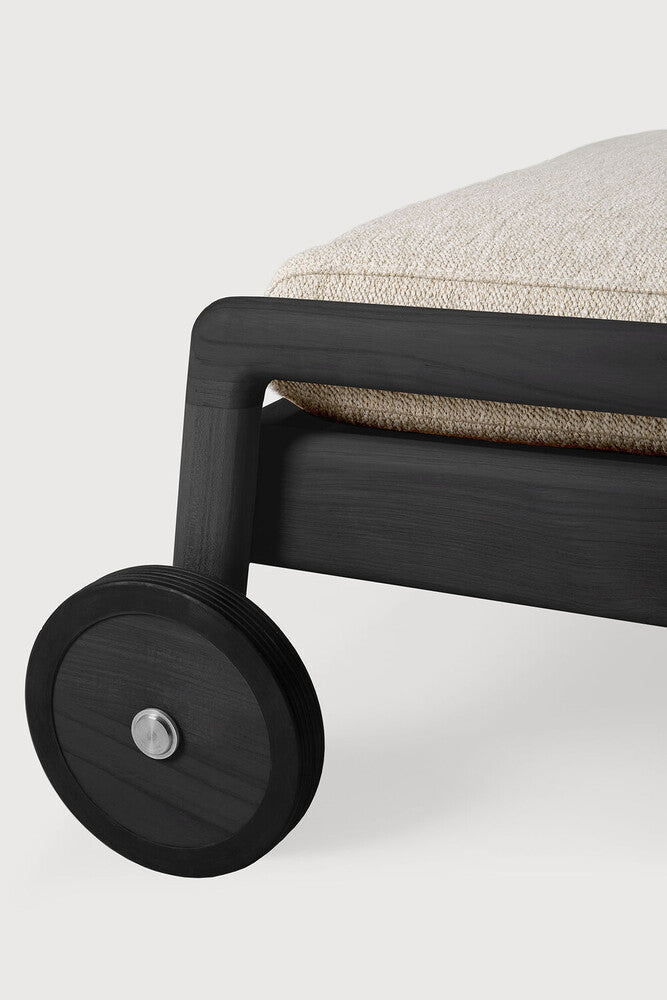 Jack Outdoor Adjustable Lounger | Varnished Teak | Black | Natural Fabric