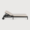 Jack Outdoor Adjustable Lounger | Varnished Teak | Black | Natural Fabric