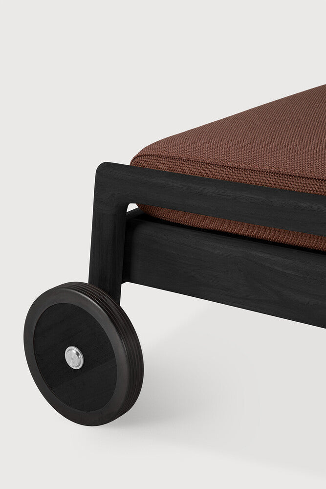 Jack Outdoor Adjustable Lounger | Varnished Teak | Black | Burgundy Fabric