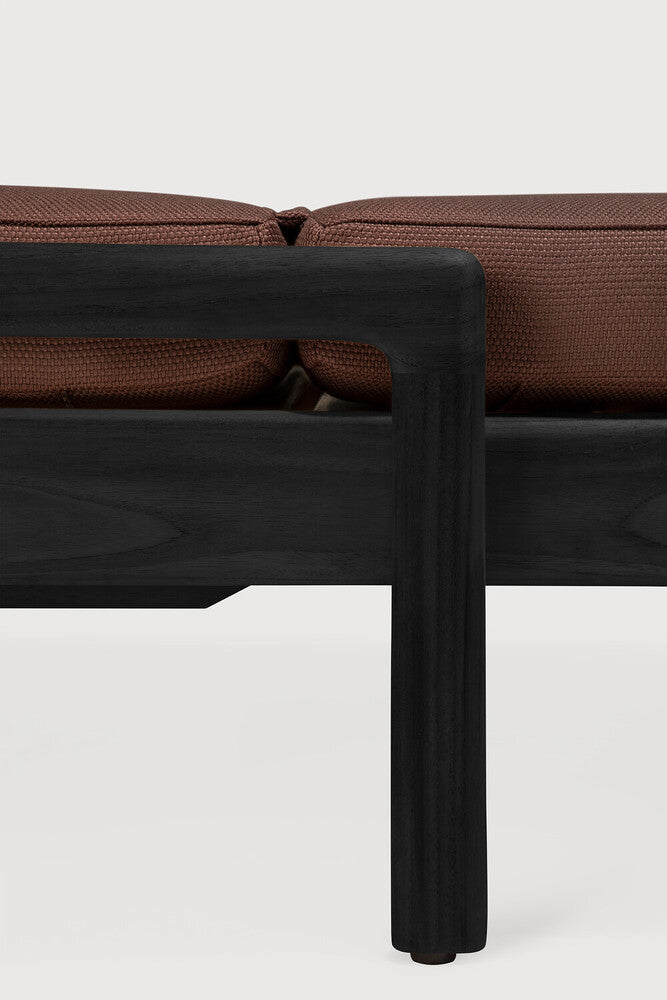 Jack Outdoor Adjustable Lounger | Varnished Teak | Black | Burgundy Fabric