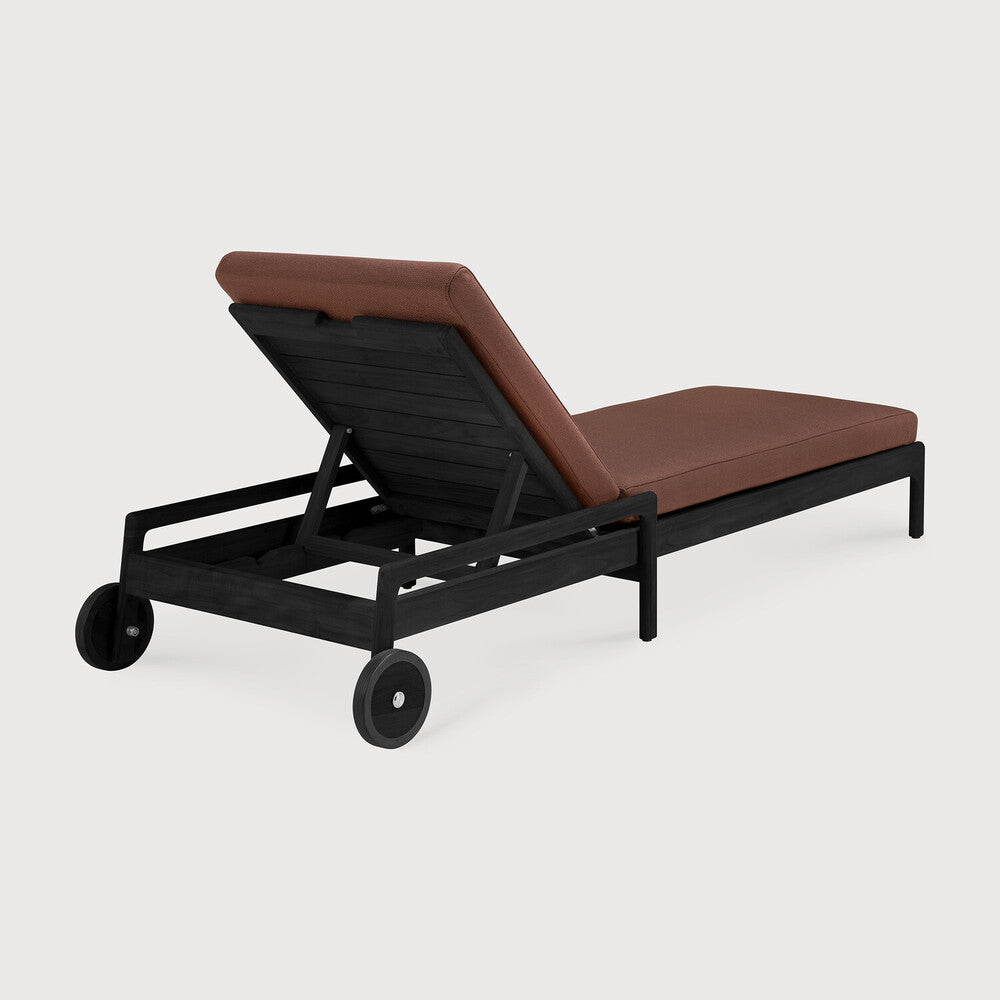 Jack Outdoor Adjustable Lounger | Varnished Teak | Black | Burgundy Fabric