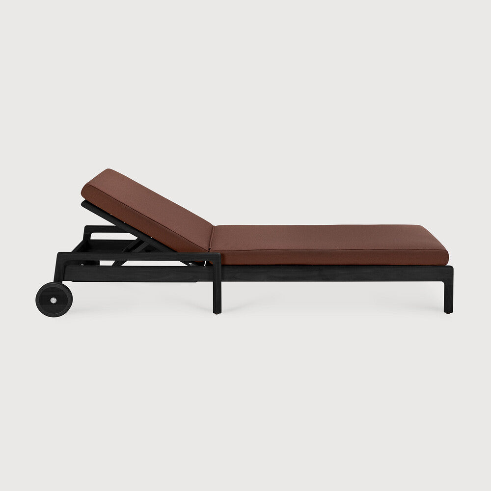 Jack Outdoor Adjustable Lounger | Varnished Teak | Black | Burgundy Fabric