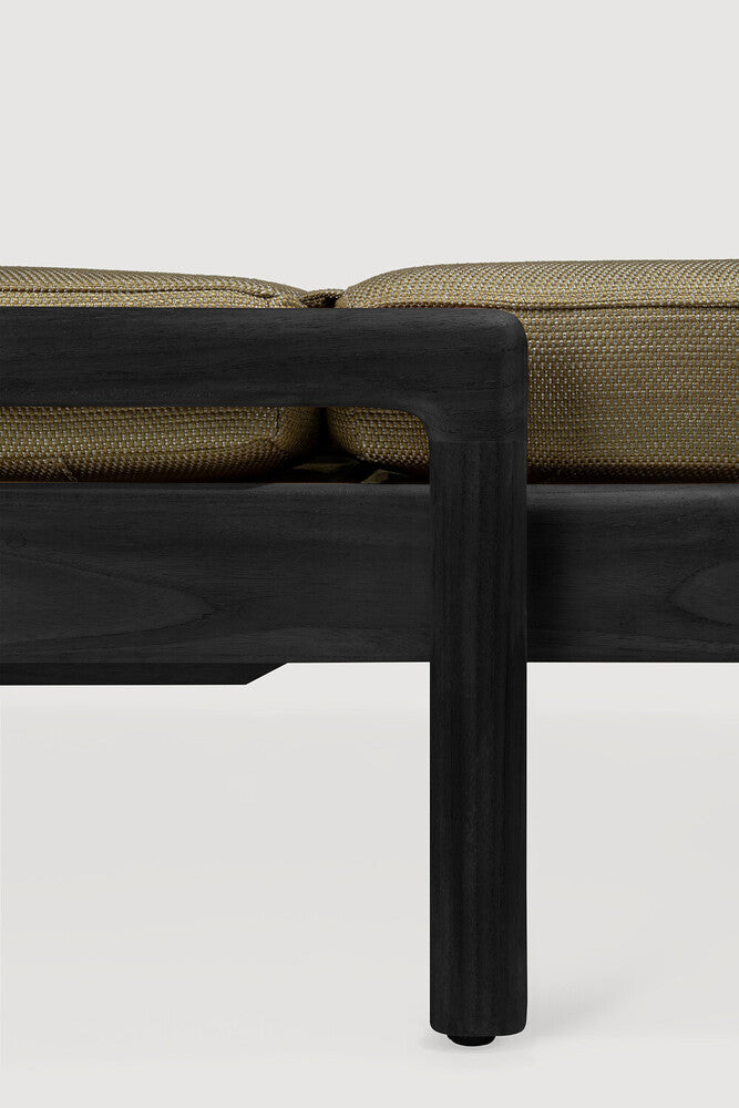 Jack Outdoor Adjustable Lounger | Varnished Teak | Black | Green Fabric