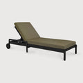 Jack Outdoor Adjustable Lounger | Varnished Teak | Black | Green Fabric