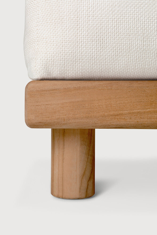 Monocle Outdoor Modular Sofa | Teak | White Fabric | Day Bed With R Arm