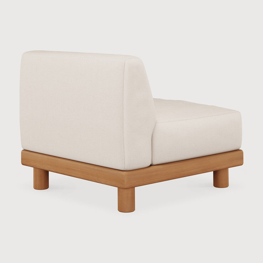 Monocle Outdoor Modular Sofa | Teak | White Fabric | 1 Seater