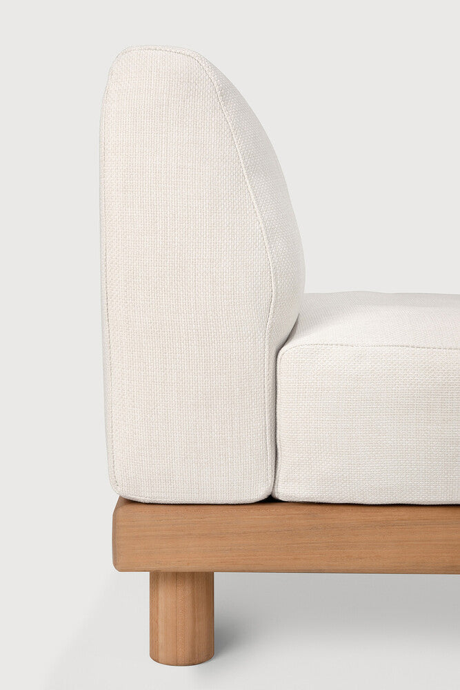 Monocle Outdoor Modular Sofa | Teak | White Fabric | 1 Seater