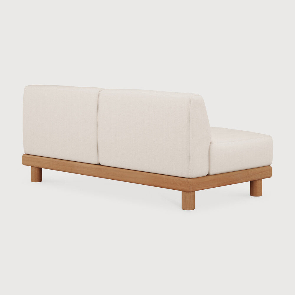 Monocle Outdoor Modular Sofa | Teak | White Fabric | 2 Seater
