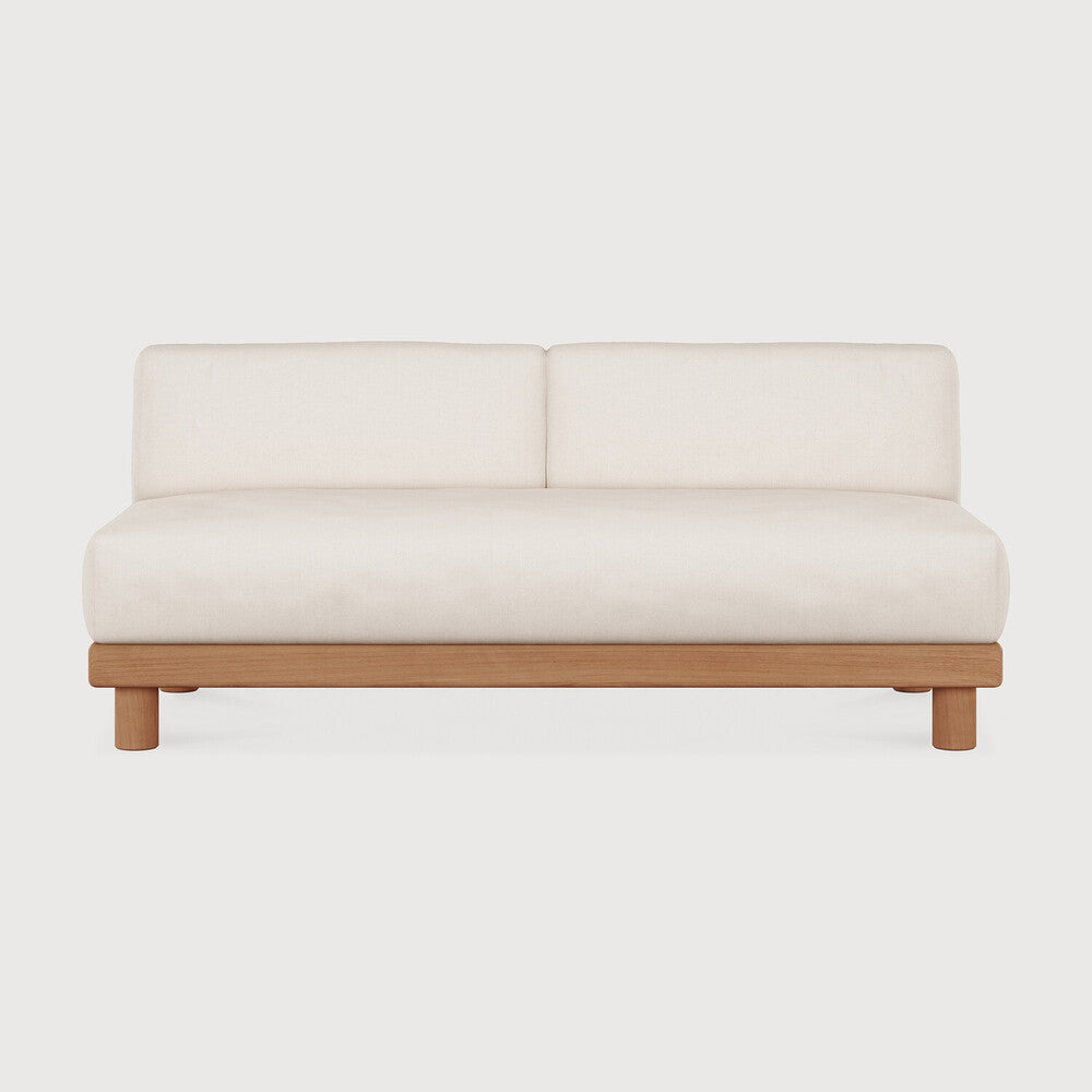 Monocle Outdoor Modular Sofa | Teak | White Fabric | 2 Seater