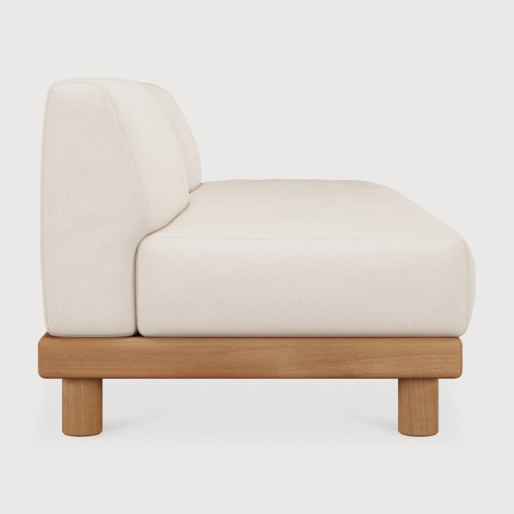 Monocle Outdoor Modular Sofa | Teak | White Fabric | 2 Seater