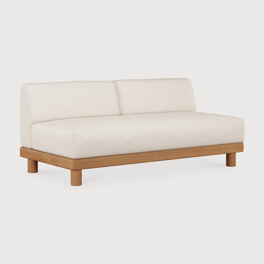 Monocle Outdoor Modular Sofa | Teak | White Fabric | 2 Seater