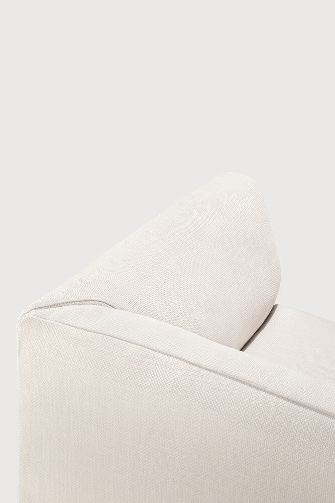 Monocle Outdoor Modular Sofa | Teak | White Fabric | Day Bed With R Arm