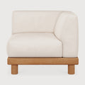 Monocle Outdoor Modular Sofa | Teak | White Fabric | End Seater With L Arm