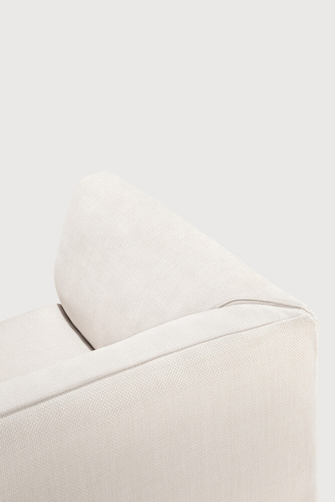 Monocle Outdoor Modular Sofa | Teak | White Fabric | End Seater With R Arm