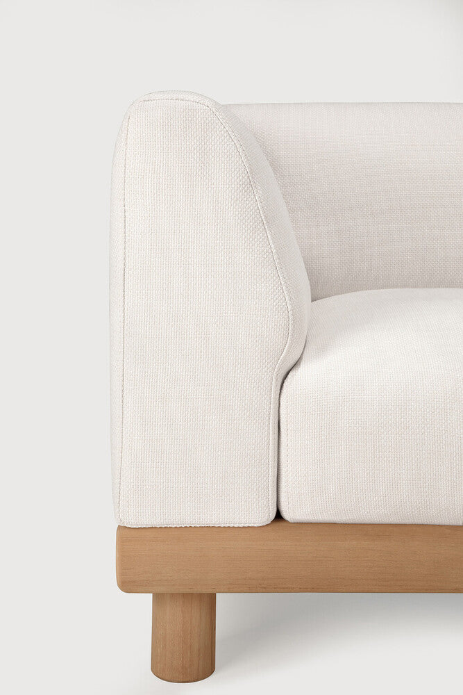 Monocle Outdoor Modular Sofa | Teak | White Fabric | End Seater With R Arm