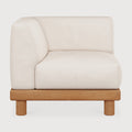 Monocle Outdoor Modular Sofa | Teak | White Fabric | End Seater With R Arm