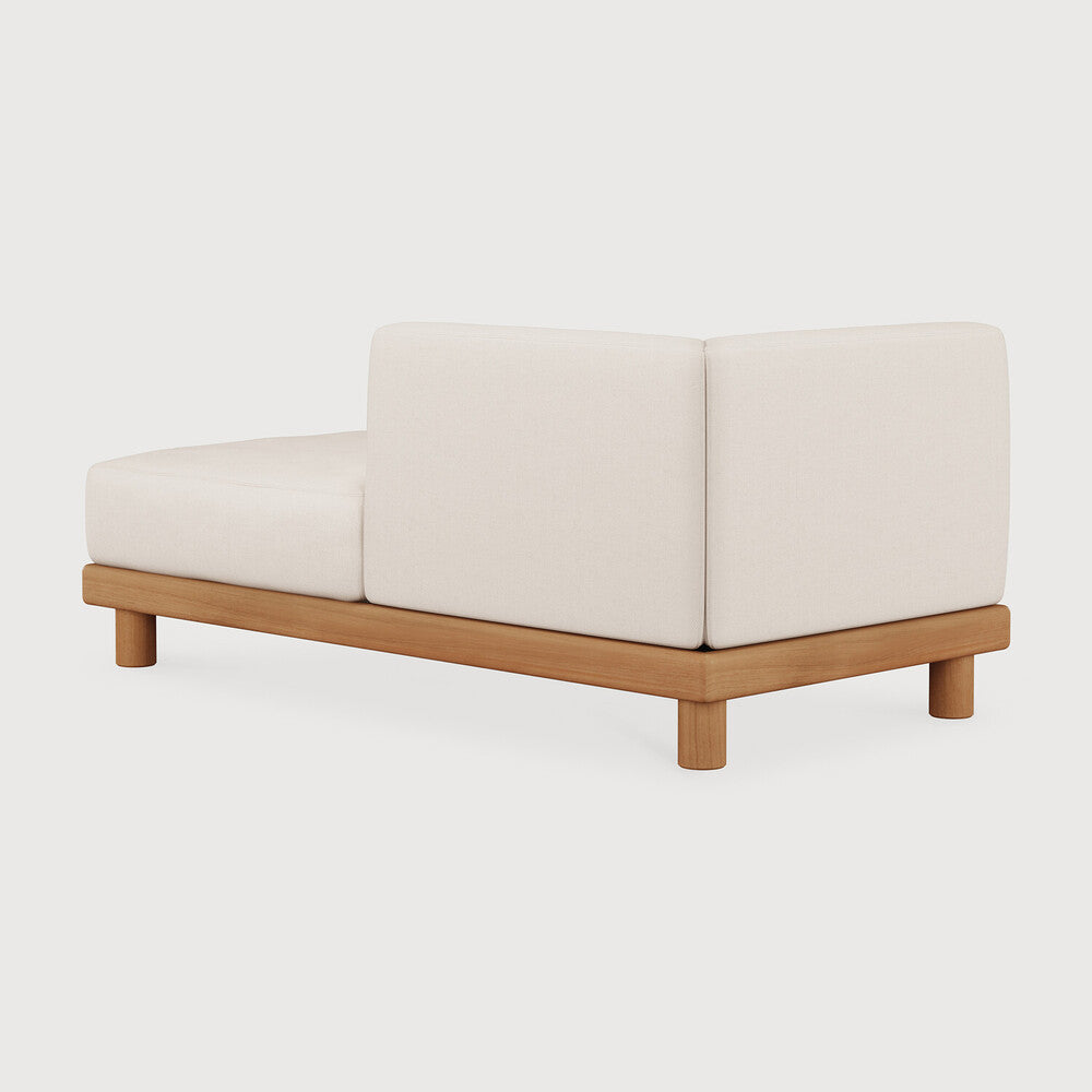 Monocle Outdoor Modular Sofa | Teak | White Fabric | Day Bed With L Arm