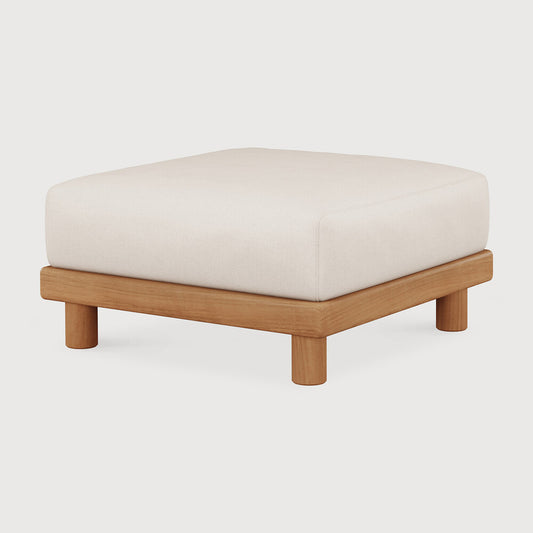 Monocle Outdoor Footstool | Teak | White Fabric