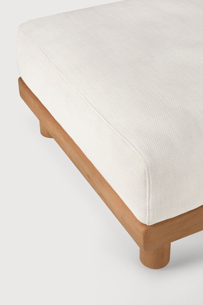 Monocle Outdoor Footstool | Teak | White Fabric