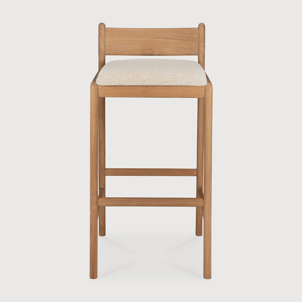 Jack Outdoor Bar Stool | Teak | Natural Fabric