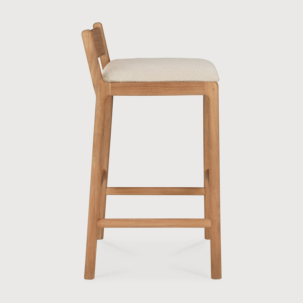 Jack Outdoor Bar Stool | Teak | Natural Fabric
