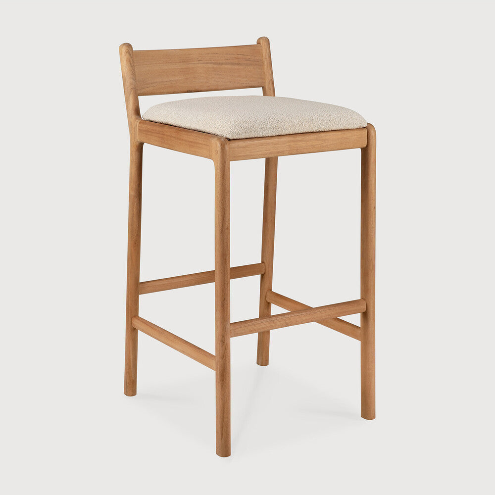 Jack Outdoor Bar Stool | Teak | Natural Fabric