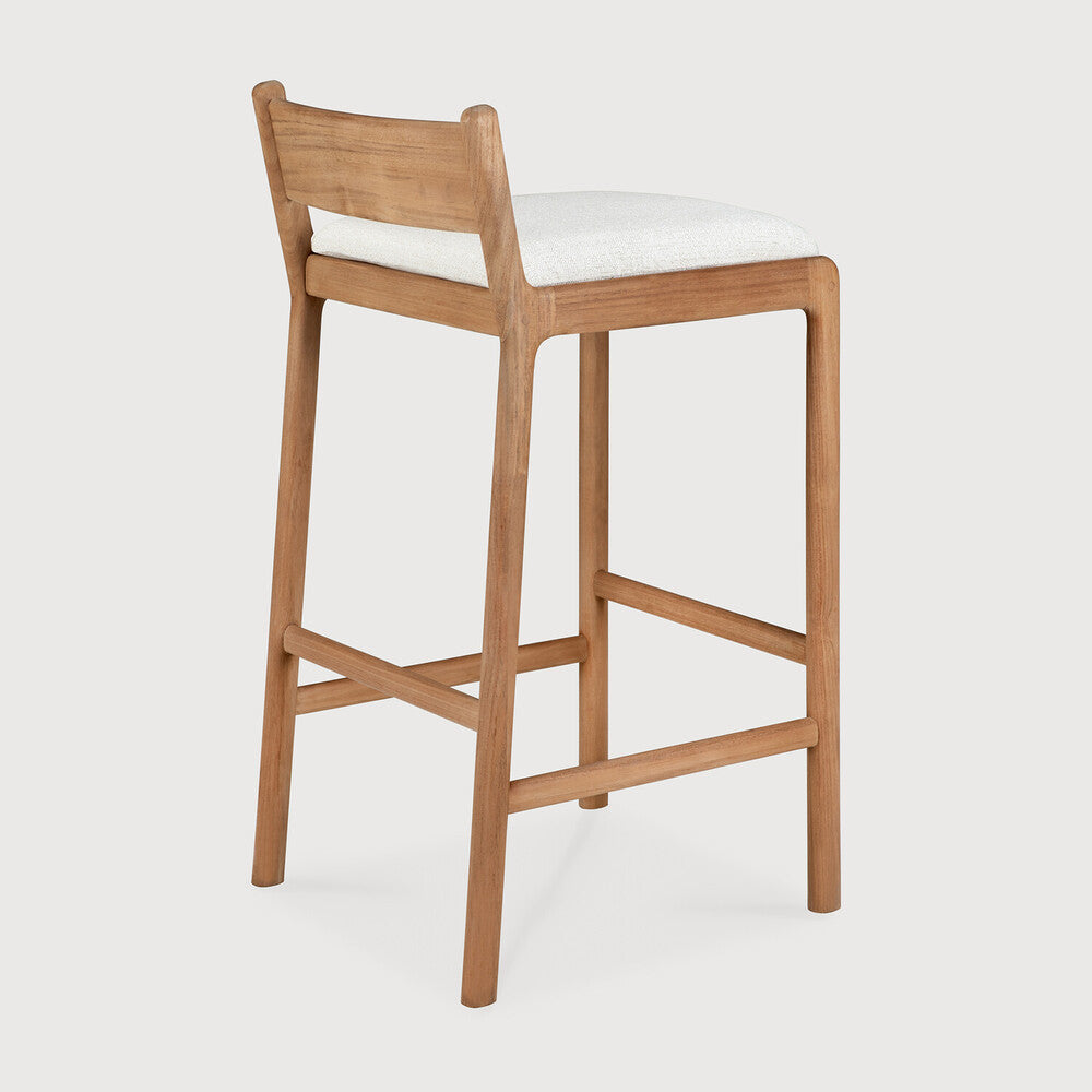 Jack Outdoor Bar Stool | Teak | Off White Fabric