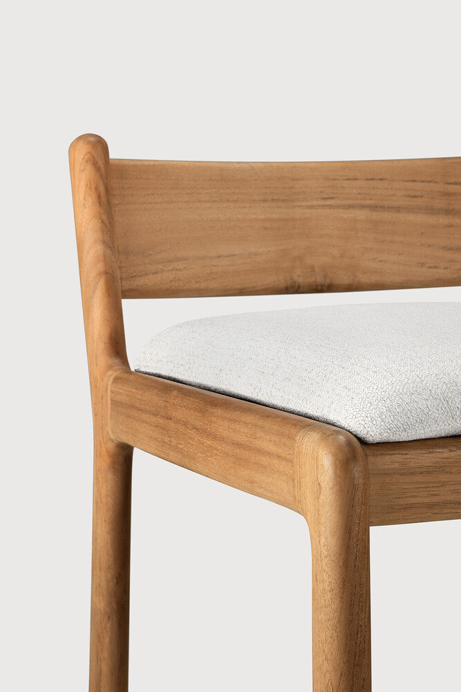 Jack Outdoor Bar Stool | Teak | Off White Fabric