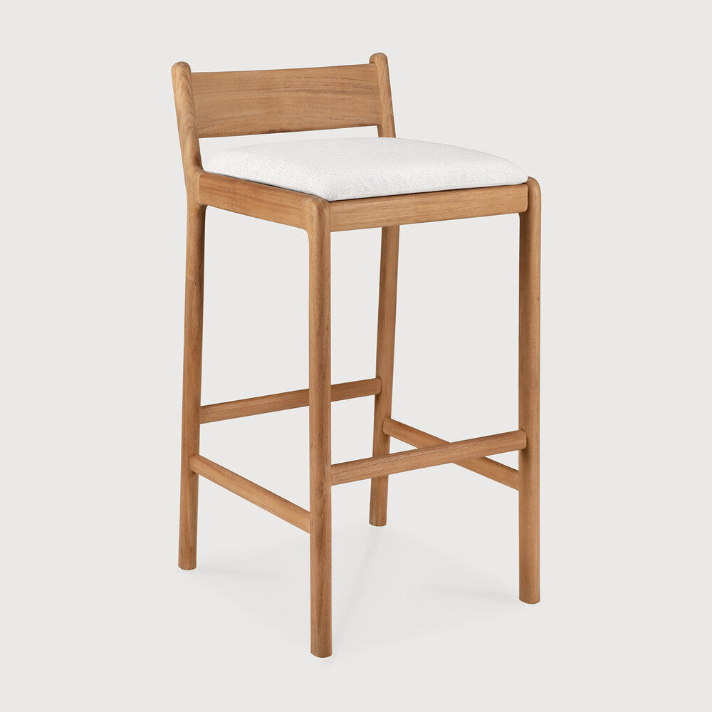 Jack Outdoor Bar Stool | Teak | Off White Fabric