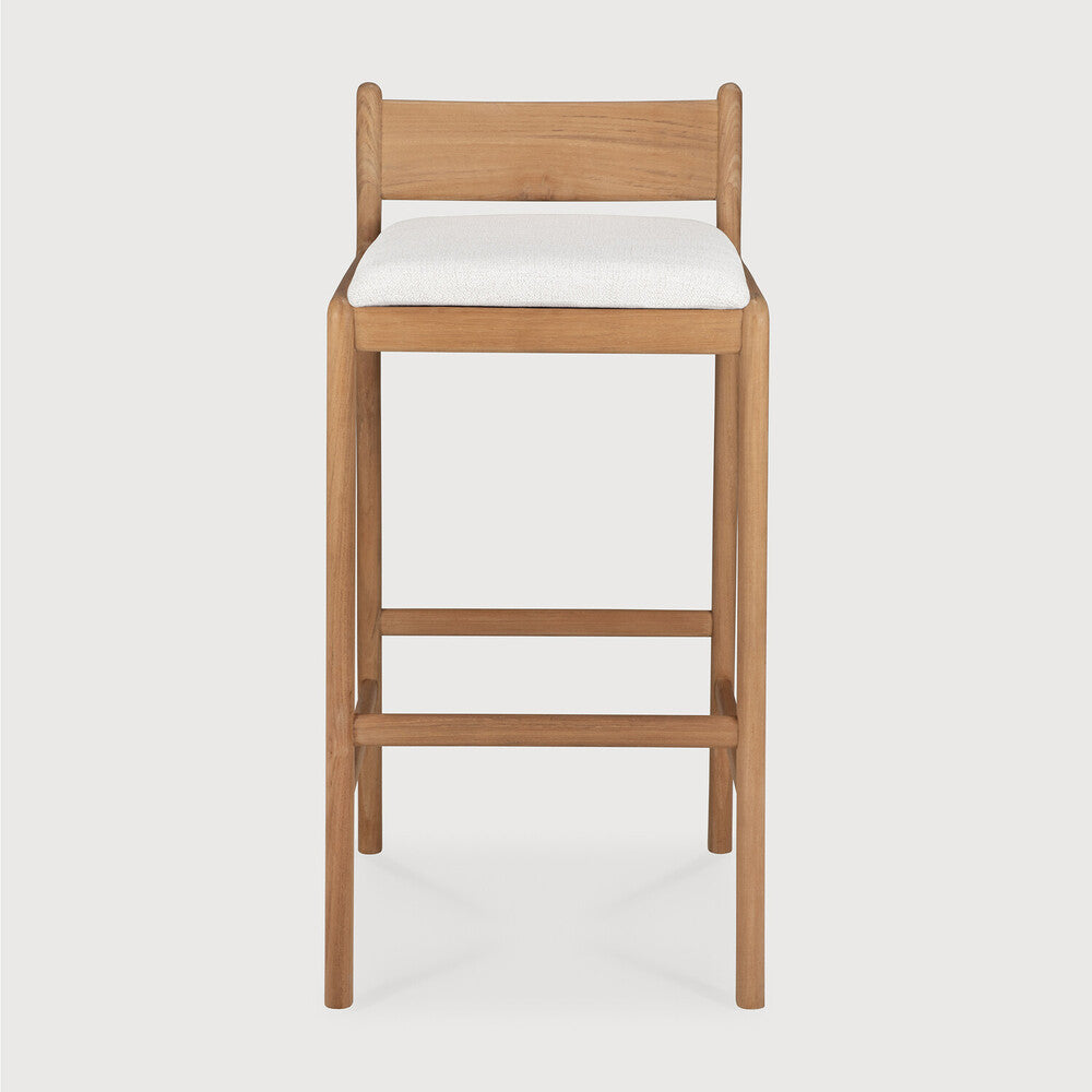Jack Outdoor Bar Stool | Teak | Off White Fabric