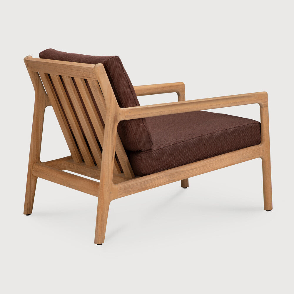Jack Outdoor Lounge Chair | Teak | Burgundy Fabric