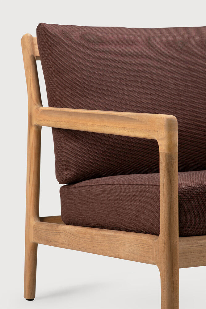 Jack Outdoor Lounge Chair | Teak | Burgundy Fabric