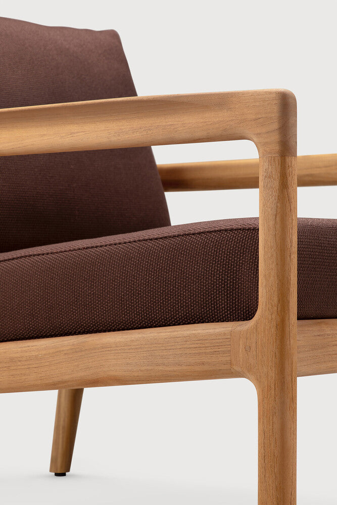 Jack Outdoor Lounge Chair | Teak | Burgundy Fabric