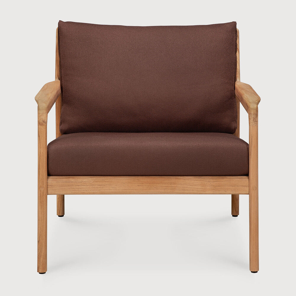 Jack Outdoor Lounge Chair | Teak | Burgundy Fabric