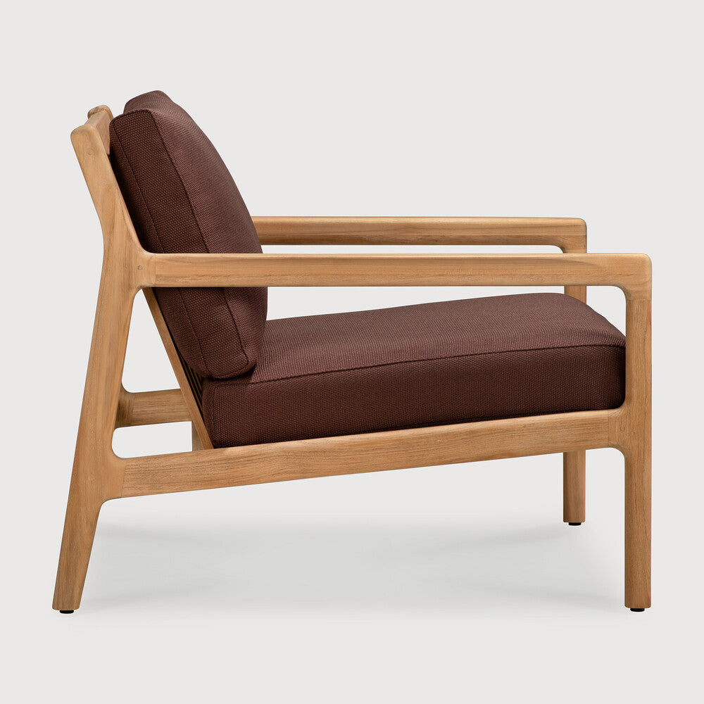 Jack Outdoor Lounge Chair | Teak | Burgundy Fabric