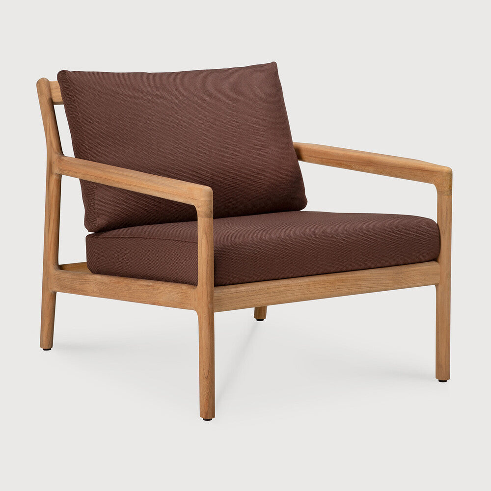 Jack Outdoor Lounge Chair | Teak | Burgundy Fabric