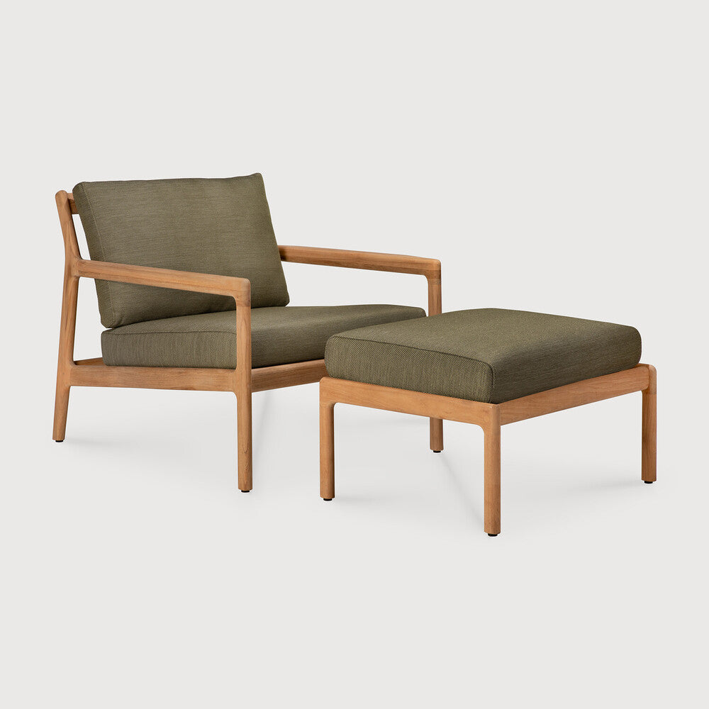 Jack Outdoor Footstool | Teak | Green Fabric