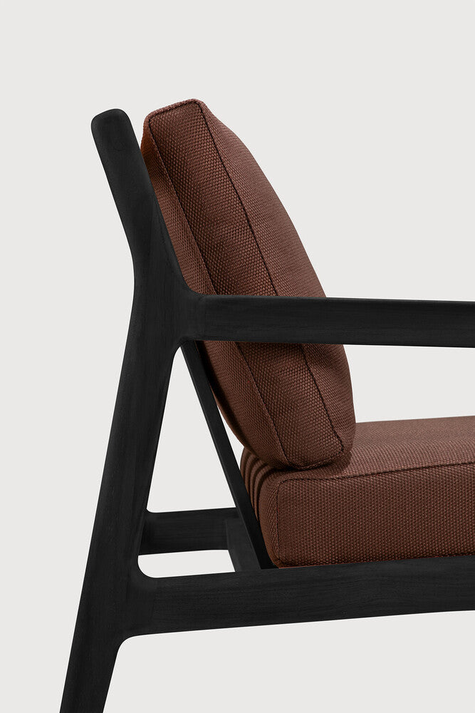 Jack Outdoor Lounge Chair | Varnished Teak | Black | Burgundy Fabric