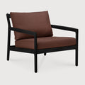 Jack Outdoor Lounge Chair | Varnished Teak | Black | Burgundy Fabric