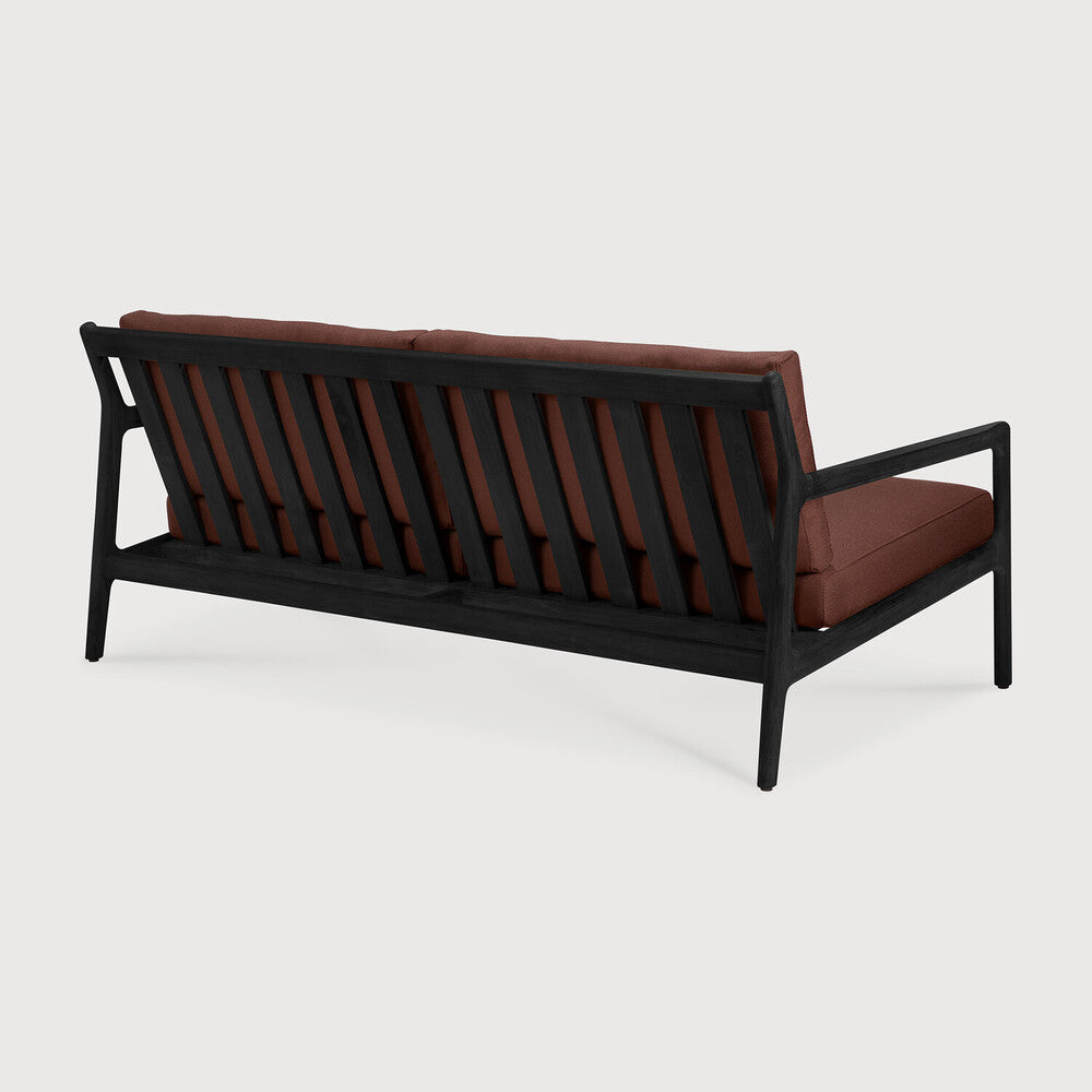 Jack Outdoor Sofa | Varnished Teak | Black | Burgundy Fabric | 2+ Seater