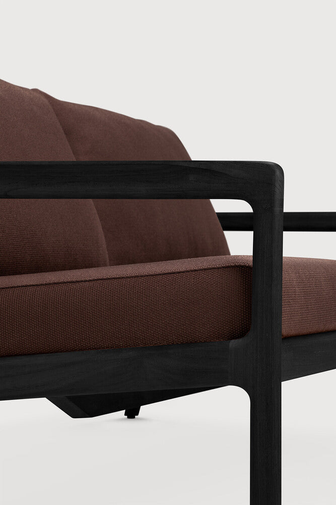 Jack Outdoor Sofa | Varnished Teak | Black | Burgundy Fabric | 2+ Seater