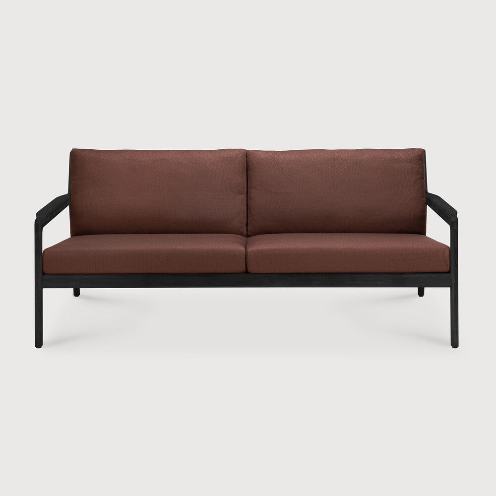 Jack Outdoor Sofa | Varnished Teak | Black | Burgundy Fabric | 2+ Seater